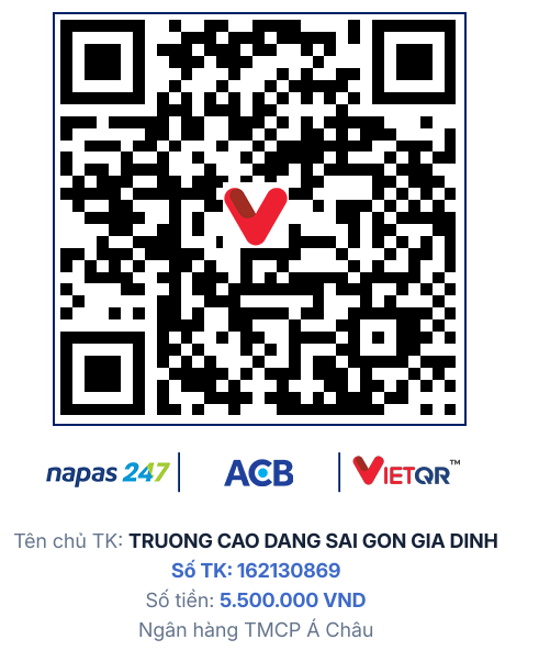 Mã QR chuyển khoản ACB của Trường Cao đẳng Sài Gòn Gia Định